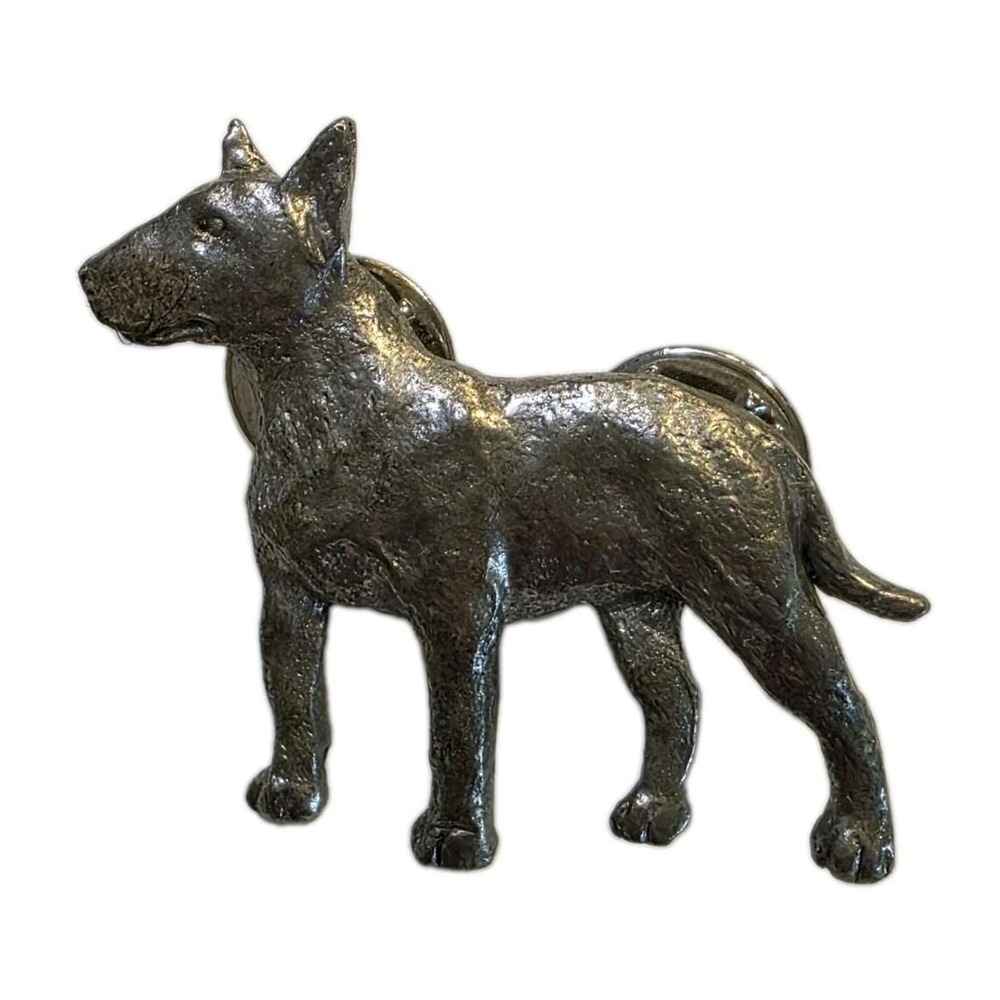 GG Harris 2000 Fine Pewter Bull Terrier Dog Pin Brooch Lapel Badge English